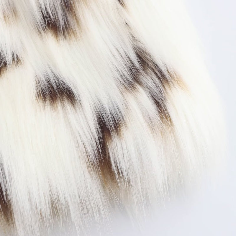 Faux Fur Animal Print Coat