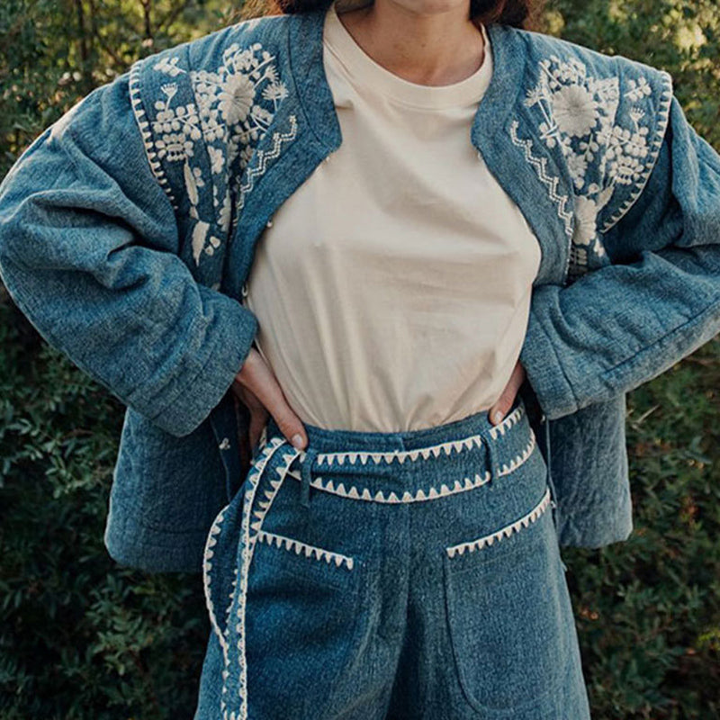 Floral Quilted Pockets Jacket