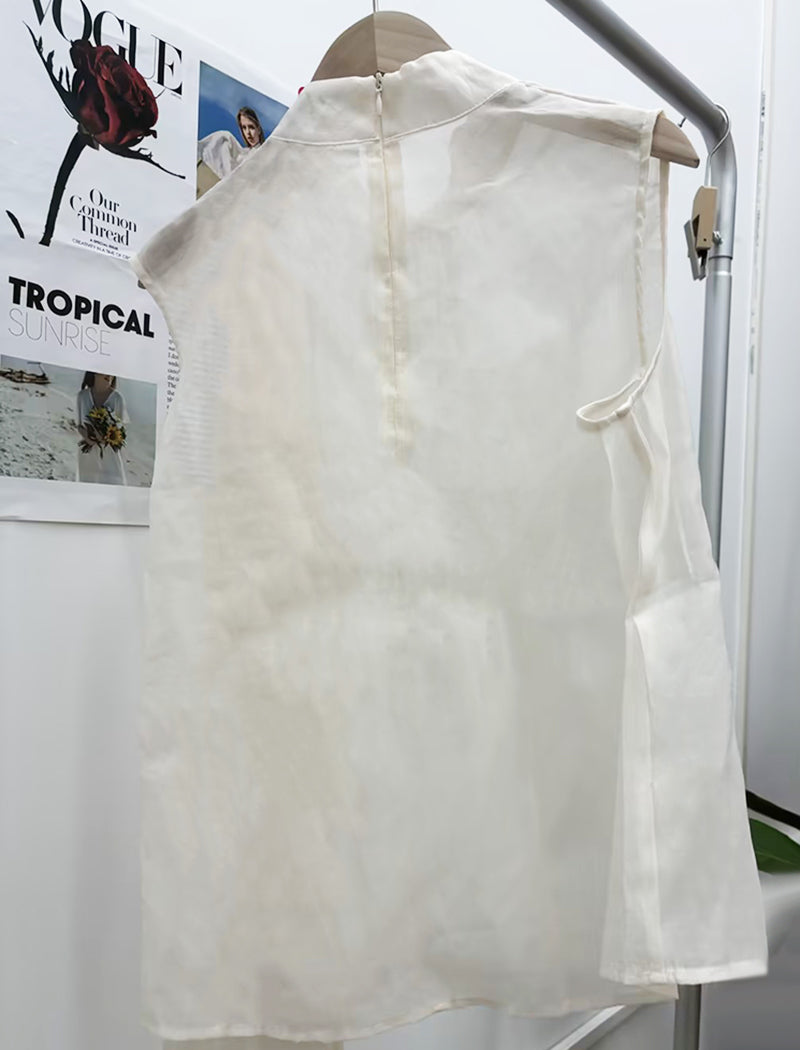 Solid Bow Sleeveless Top