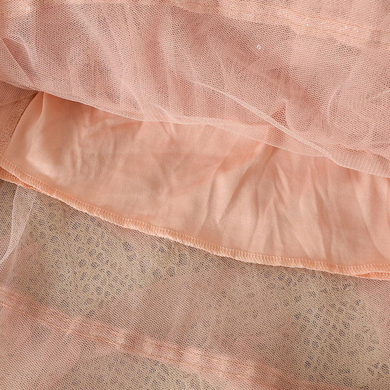 Layered Ruffle Tulle Midi Skirt