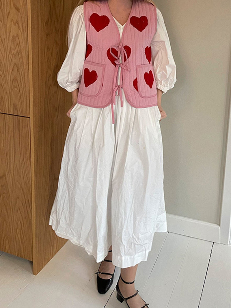 Heart Graphic Quilted Vest