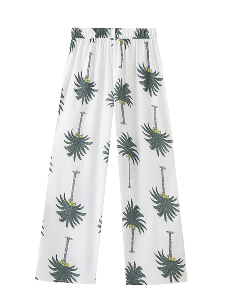 Palm Tree Print Vest and Pants Set