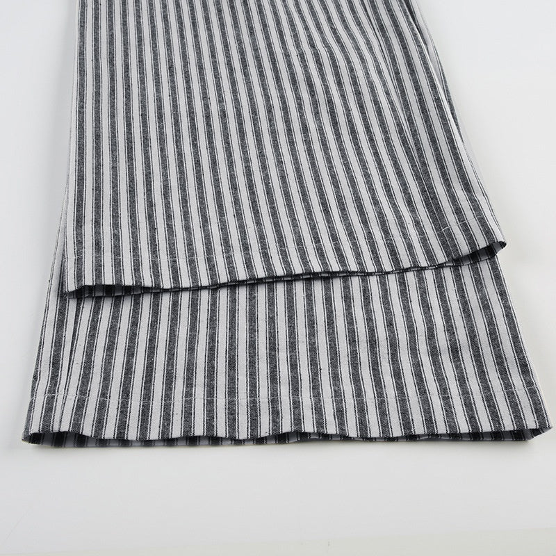Striped Straight-Leg Casual Pants