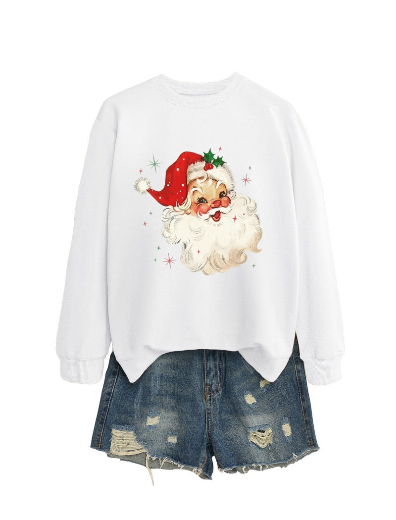 Vintage Santa Print Casual Top