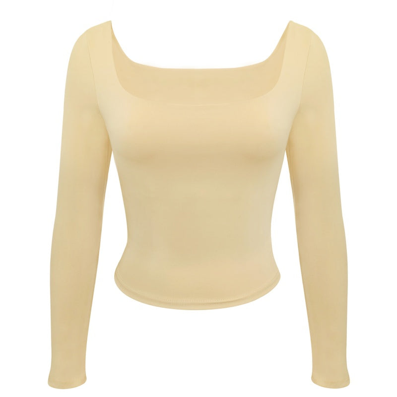 Square Neck Fitted Long Sleeve Top