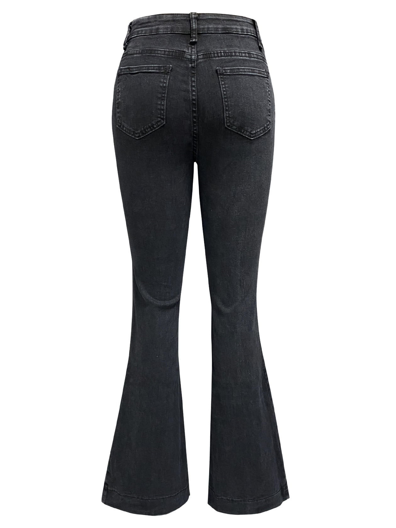High-Rise Buttoned Flare Jeans
