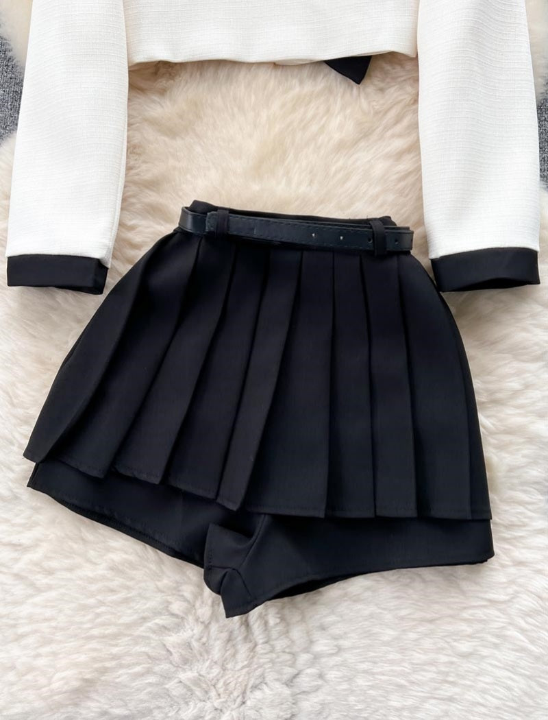 Cropped Jacket and Pleated Skort Set
