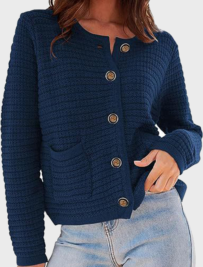 Textured Button-Up Cardigan