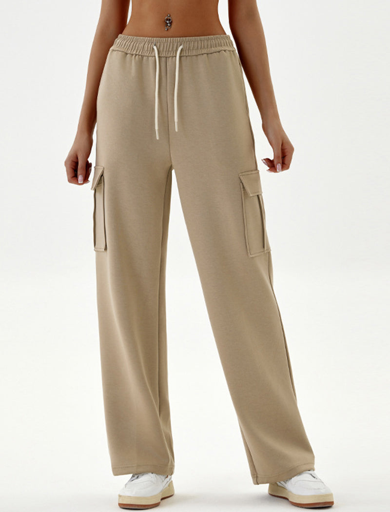 Cargo Style Cropped Top and Wide-Leg Pants Set
