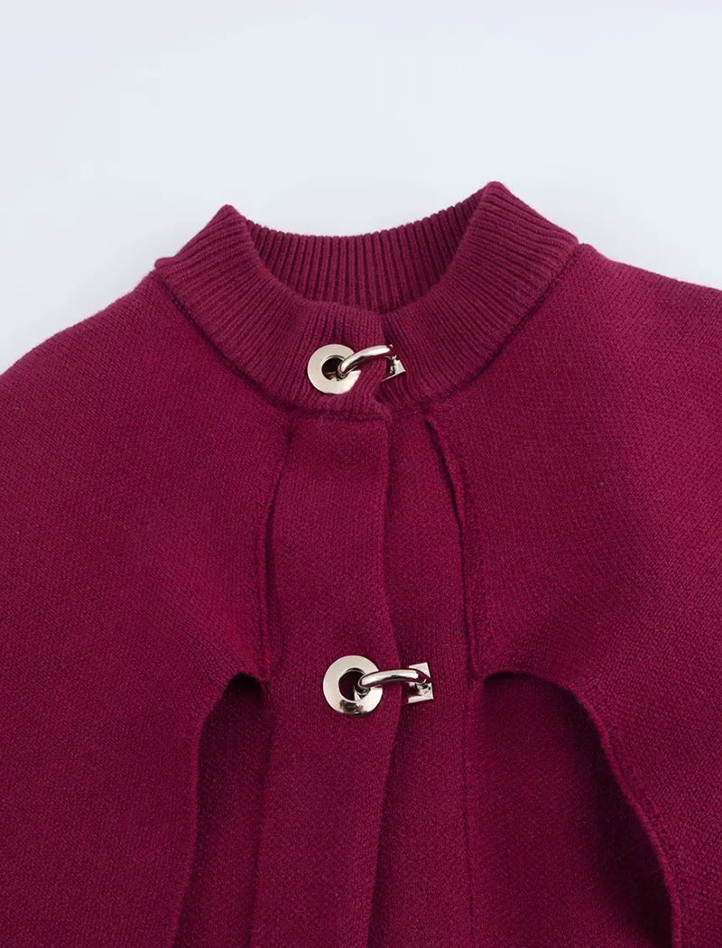 Cape Style Knit Coat