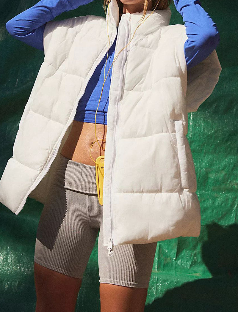 Sleeveless Channel-Stitched Puffer Vest