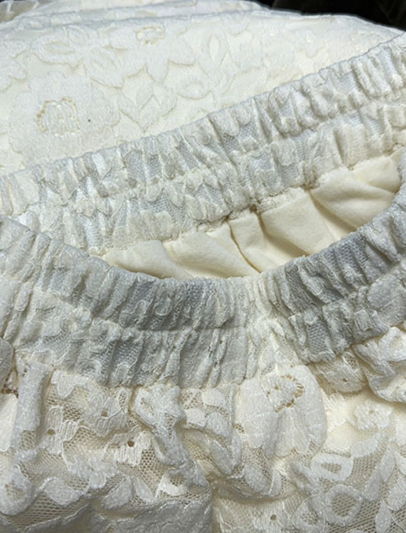 Lace Midi Skirt with Elastic Waistband