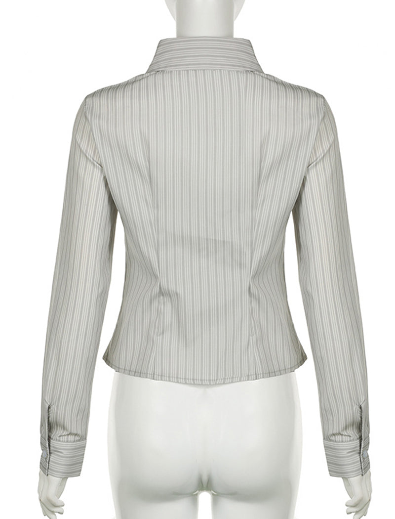 Striped Long-Sleeve Button-Up Shirt