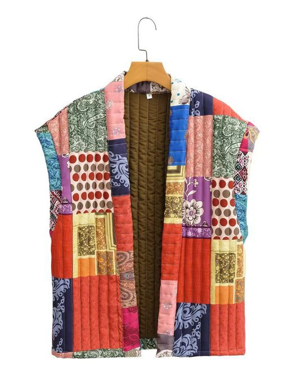 Patchwork Open-Front Vest