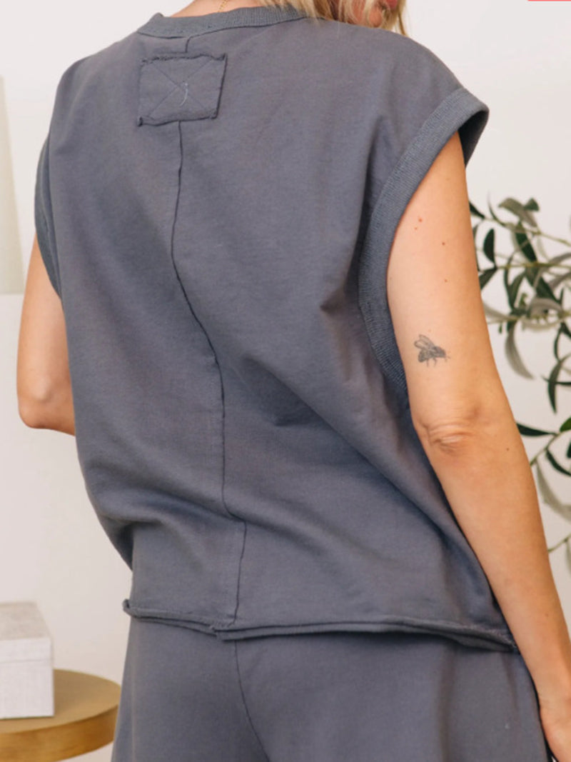 Sleeveless Top and Wide-Leg Pant Set