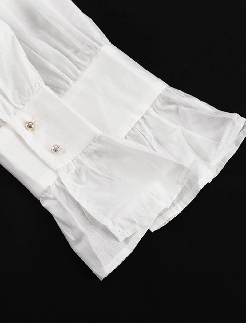 Buttoned Flare-Sleeve Blouse