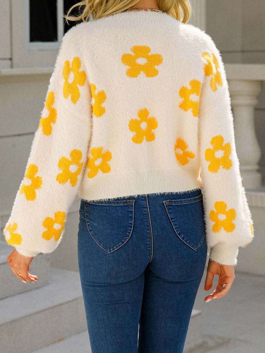 Floral Open-Front Cardigan