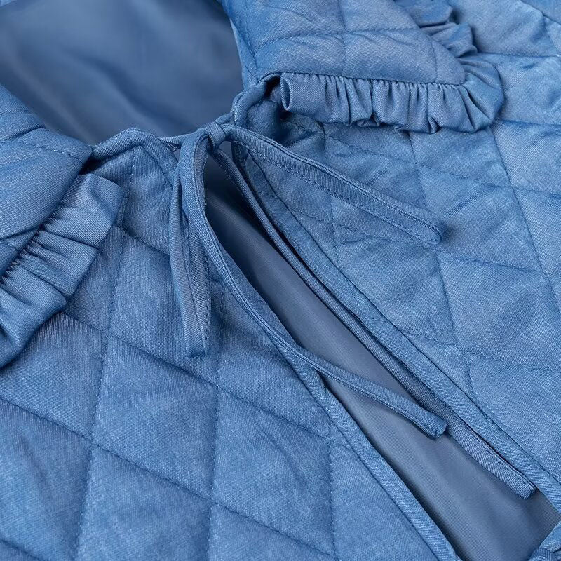 Ruffle Collar Quilted Jacket
