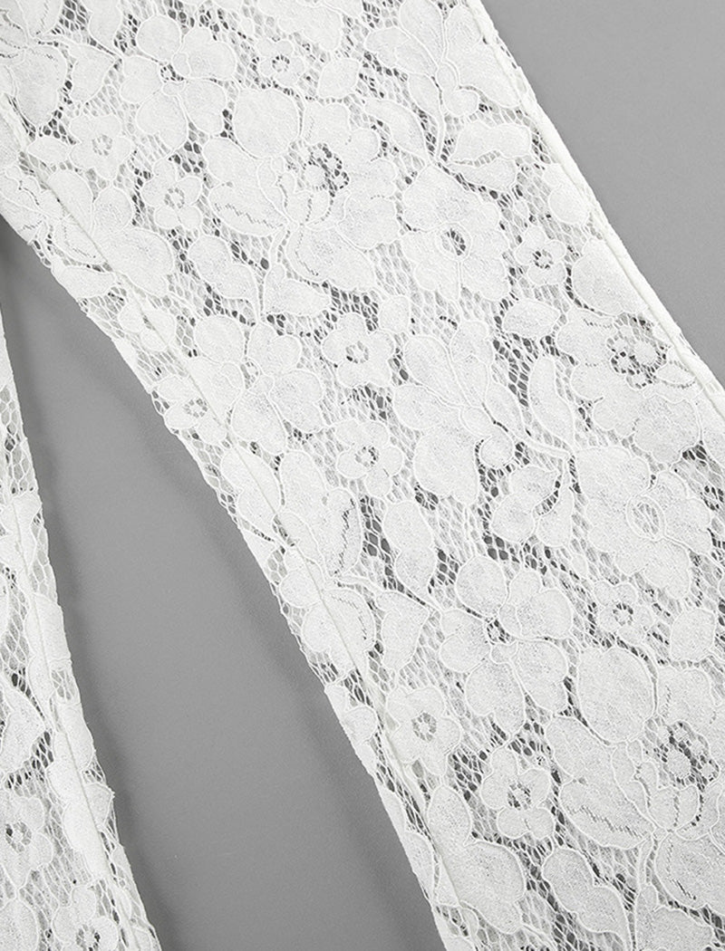 Sheer Floral Lace High-Waisted Pants
