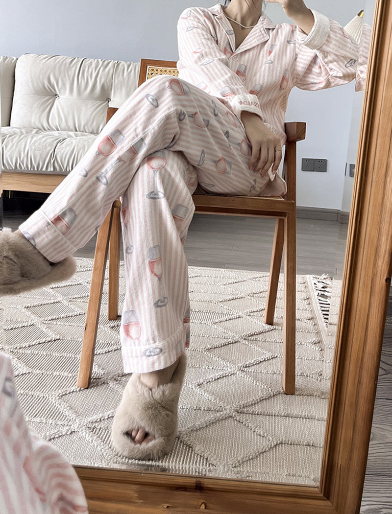 Printed Long Sleeve Pants Pajama Set