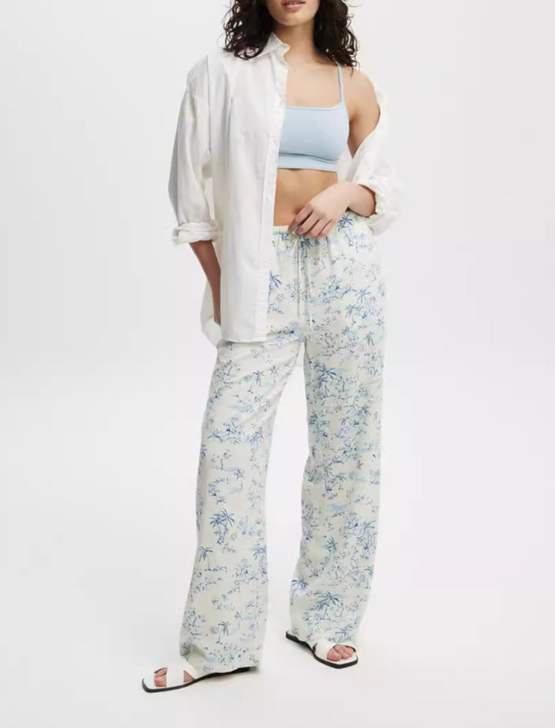 High-Waisted Graphic Wide-Leg Pants