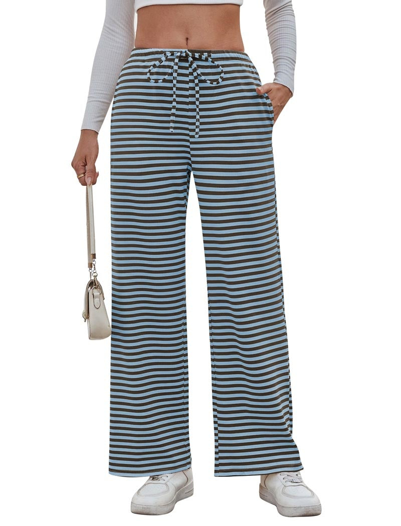 Casual Stripe Tie Bell Pants