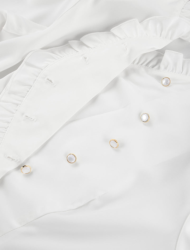 Ruffle Trim Long Sleeve Shirt
