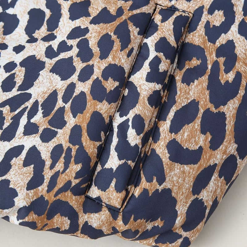 Leopard Print Zip-Up Puffer Jacket