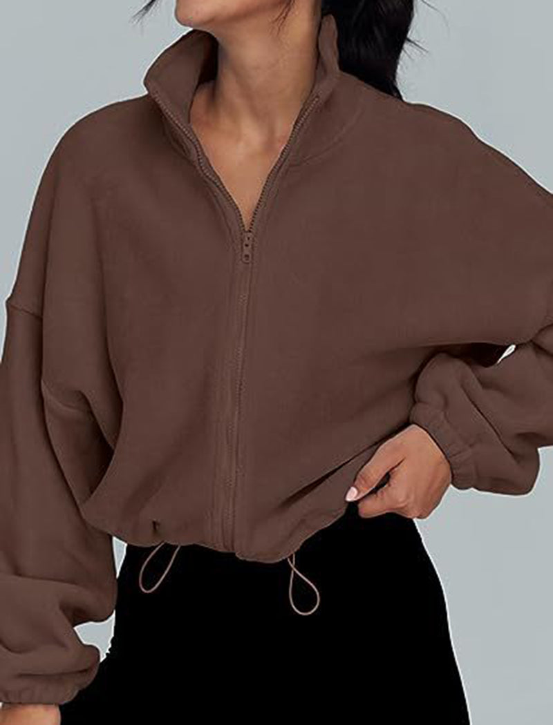 Zip-Up Cropped Pullover