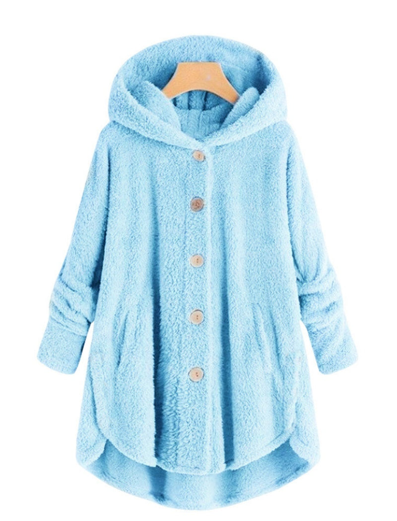 Button-Up Cozy Hooded Jacket