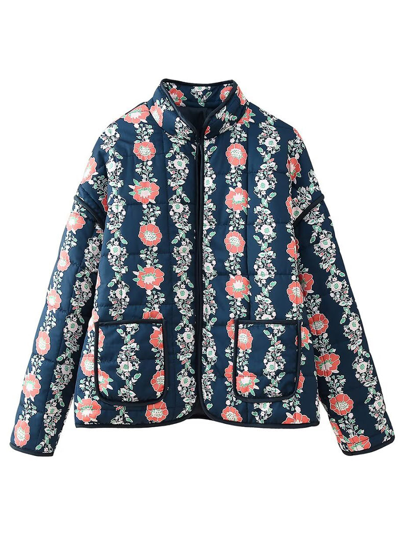 Paisley Quilted Jacket with Front Pockets