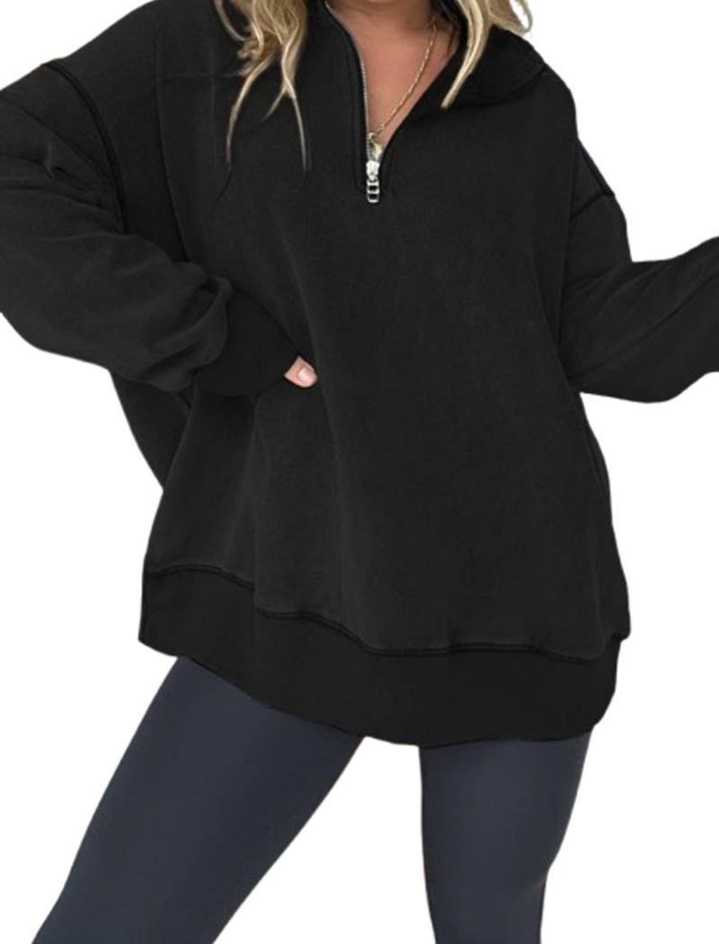 Relaxed Fit Half-Zip Top