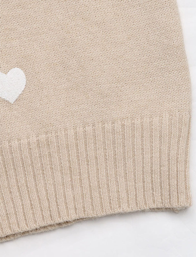 V-Neck Knitted Sweater with Lace Trim