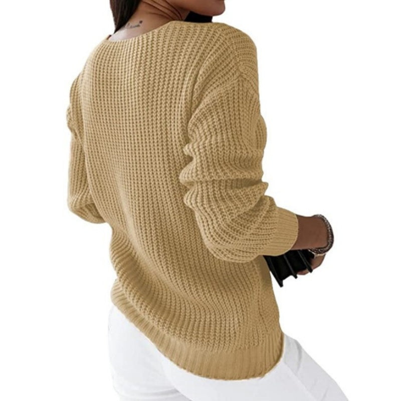 V-Neck Cable Knit Relaxed Sweater