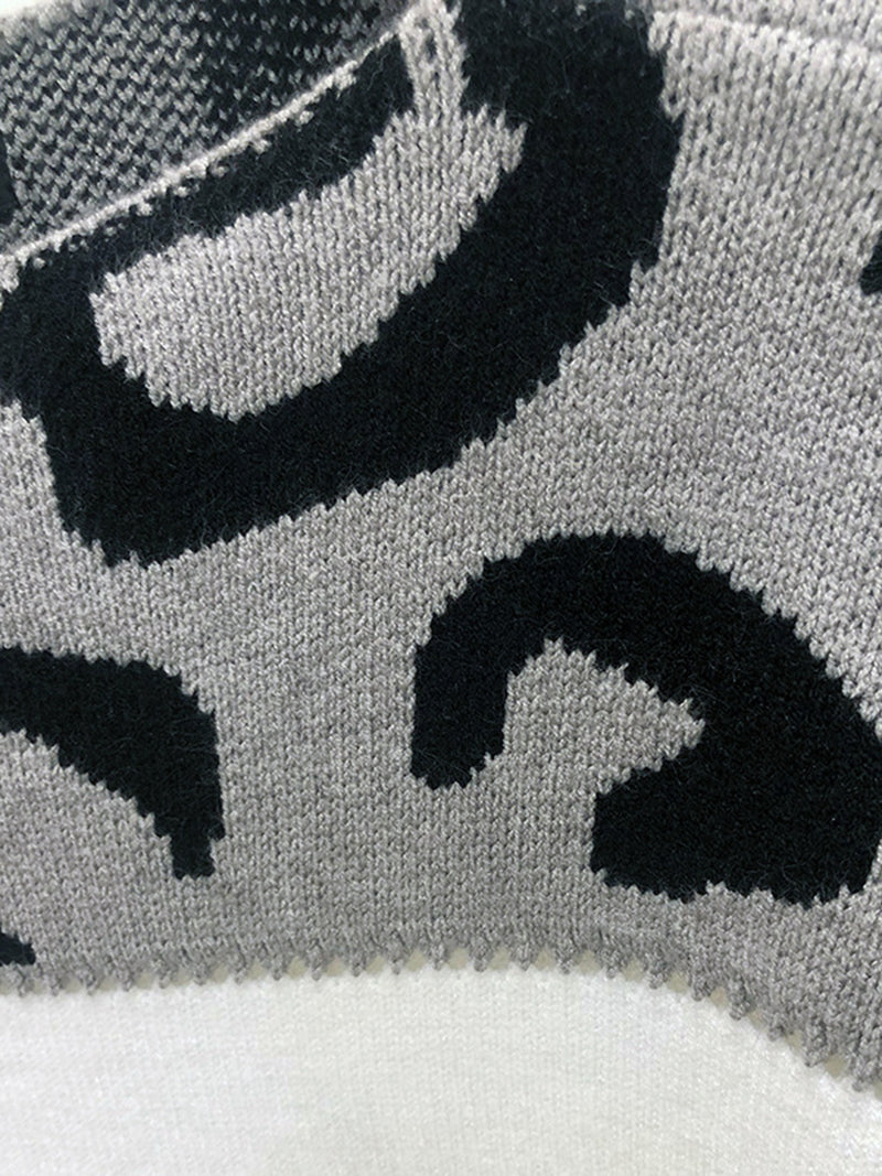 Leopard Print Colorblock Knit Sweater