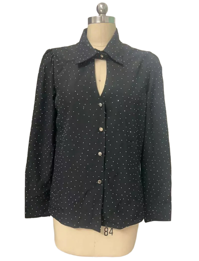 Polka Dot Blouse with Keyhole Neckline