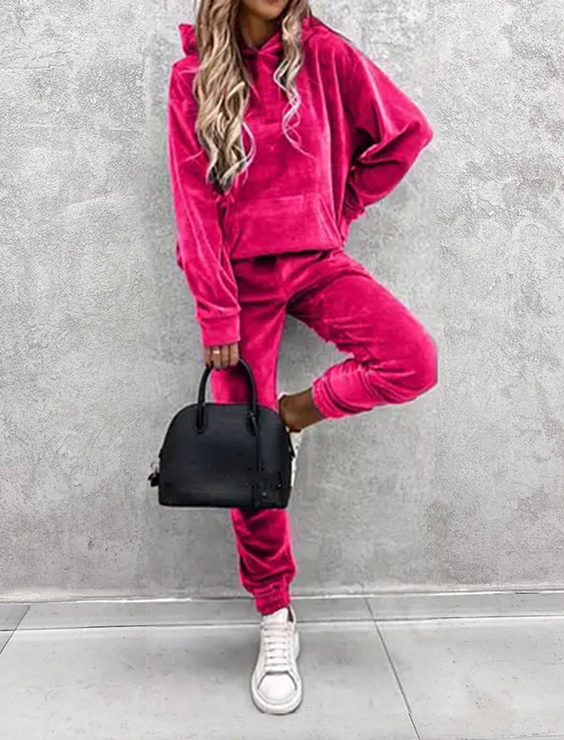 Velour Hoodie and Jogger Lounge Set