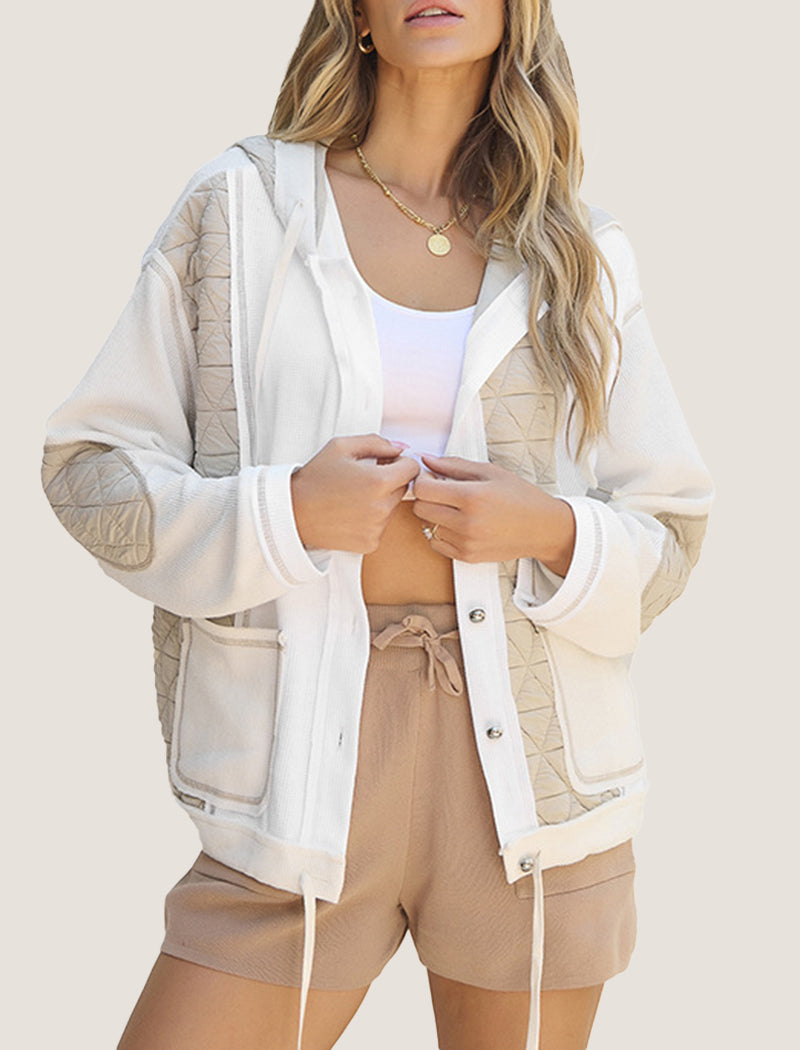 Quilted Colorblock Hooded Jacket
