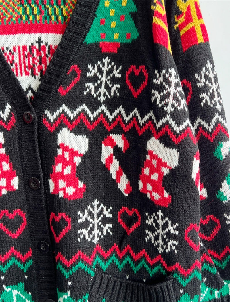 Holiday Cardigan with Festive Prints