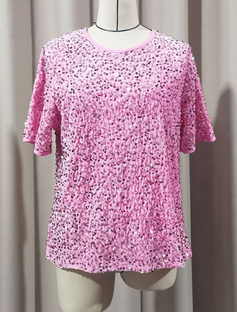 Short-Sleeve Sequin Top