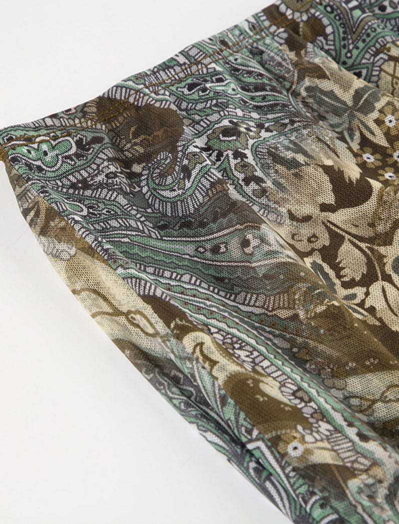 Asymmetrical Paisley Midi Skirt