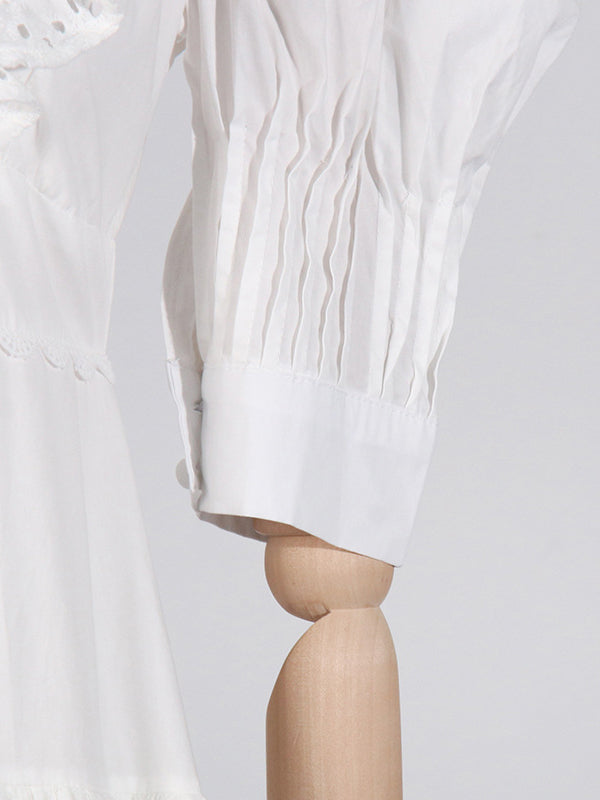 Button-Front Eyelet Mini Dress