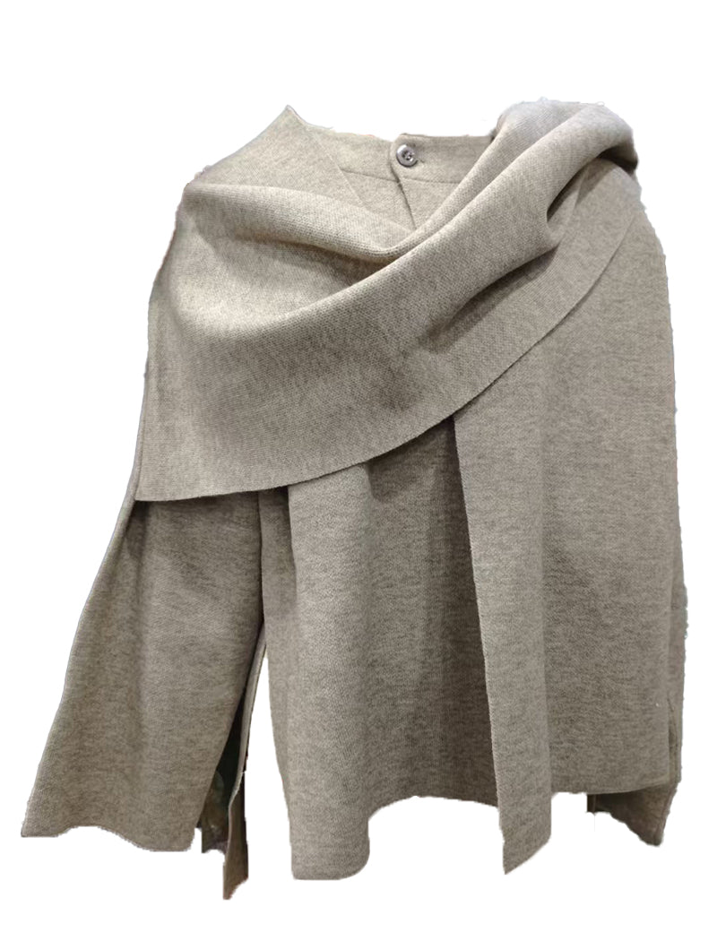 Asymmetrical Scarf Short Knitted Coat