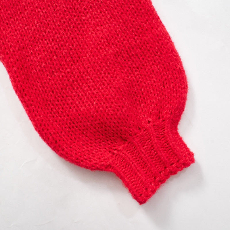 Bow Embellished Oversized Knit Sweater