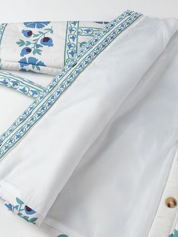 Floral Belted Quilted Jacket