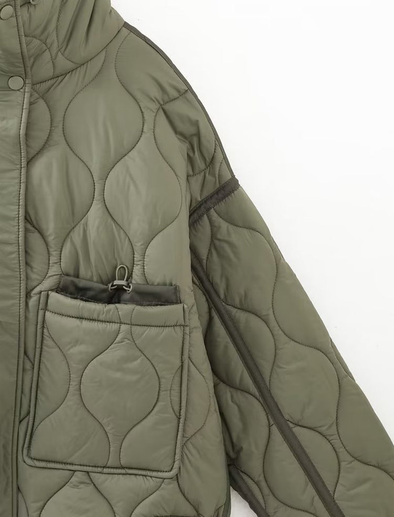 Quilted High-Collar Oversized Jacket