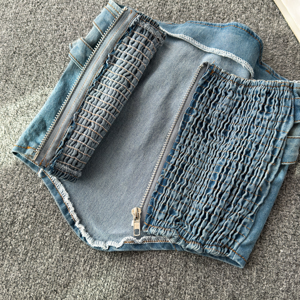 Double Buckle Denim Tube