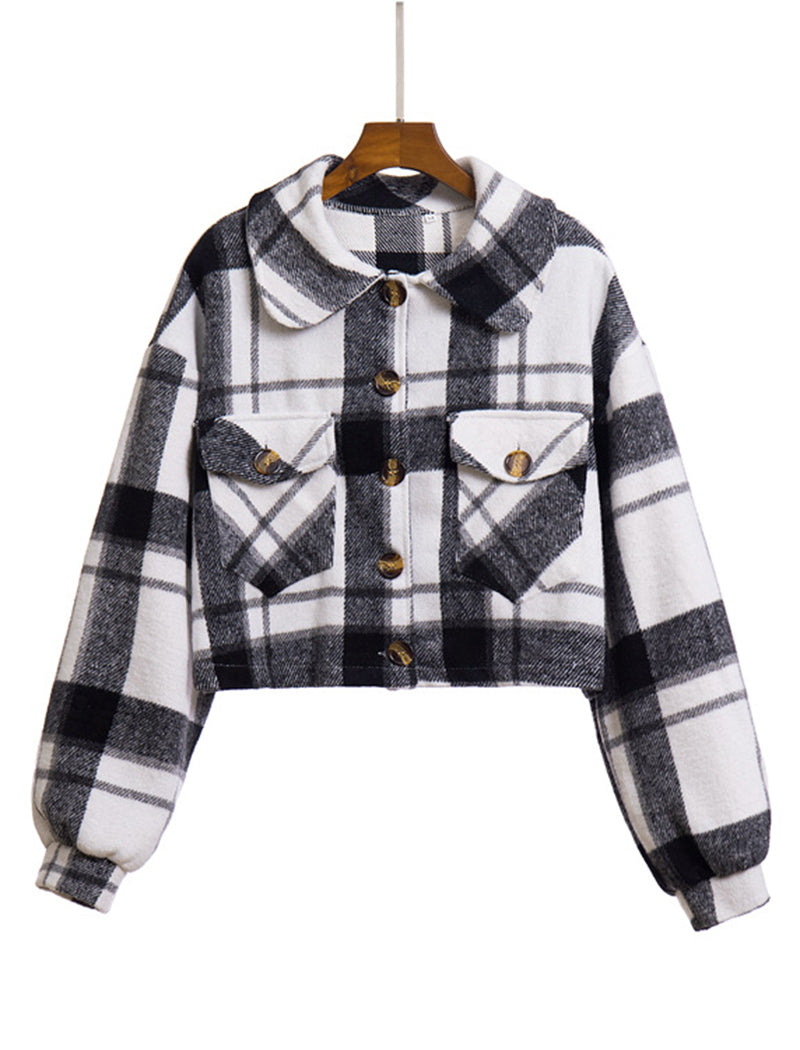Plaid Lantern Sleeve Coat