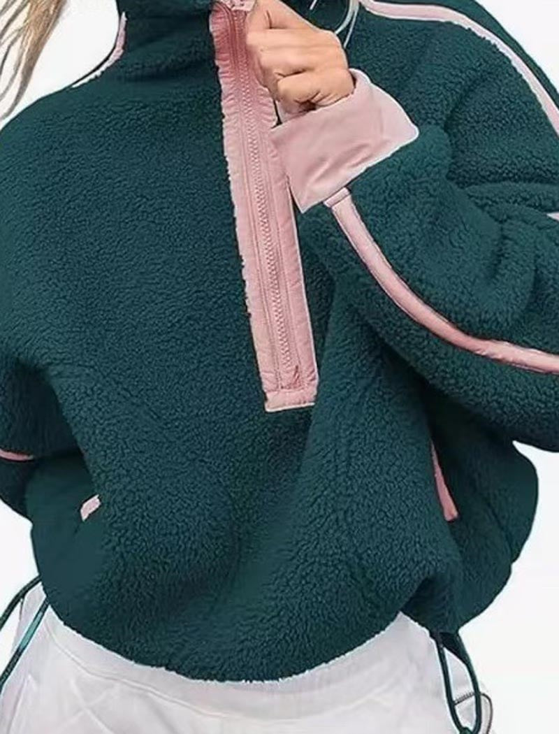 Long-Sleeve Mock Neck Color-Blocked Top