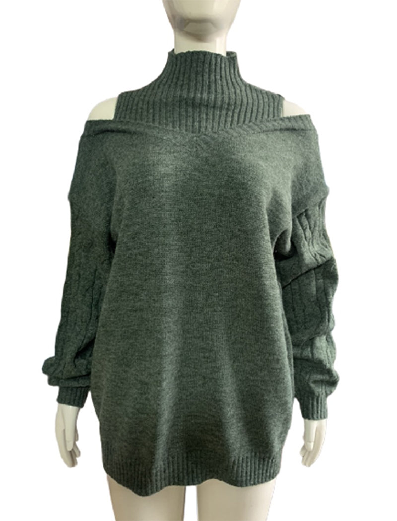 Cold Shoulder Turtleneck Sweater